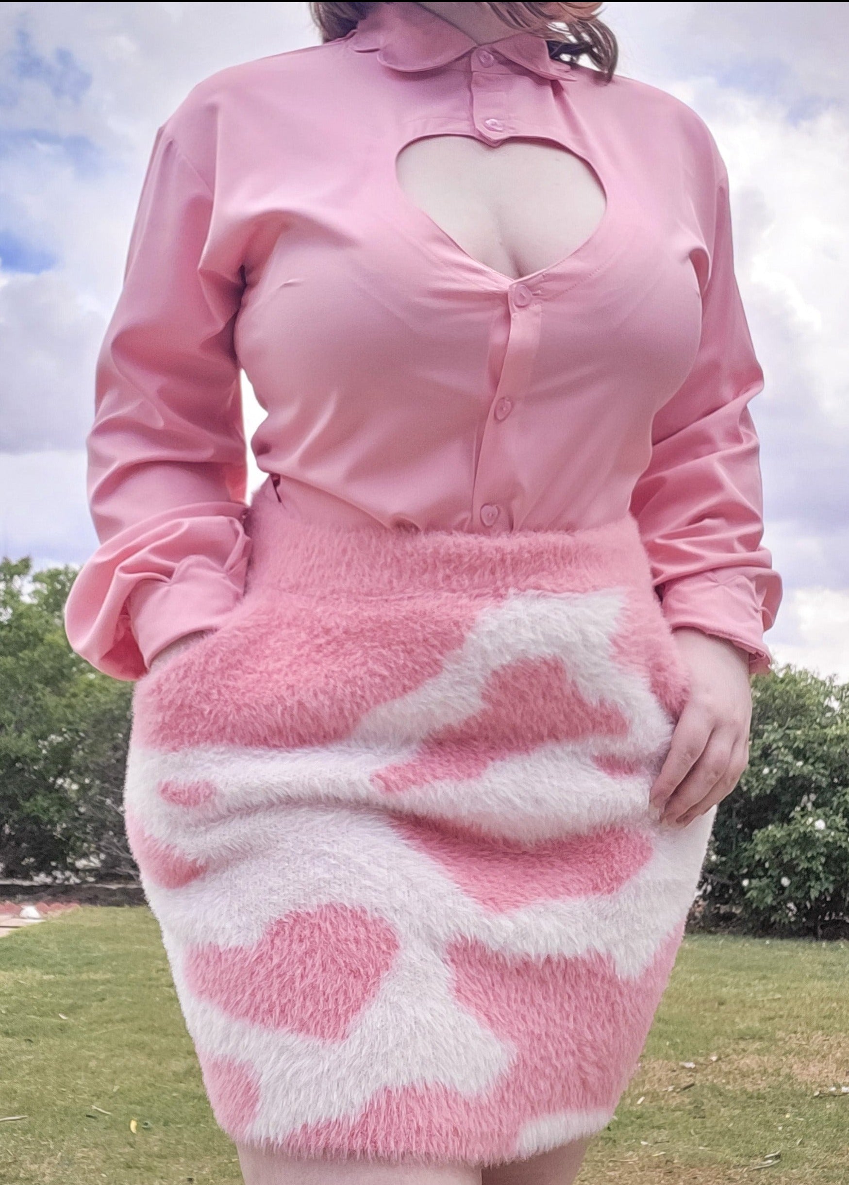 (Pre-Order) Shibuya's Cow Skirt (Pink)