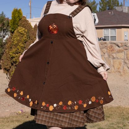 (Pre-Order) Fall Pumpkin Overalls Dress (In Production)