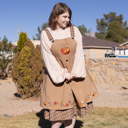 (Pre-Order) Fall Pumpkin Overalls Dress (In Production)