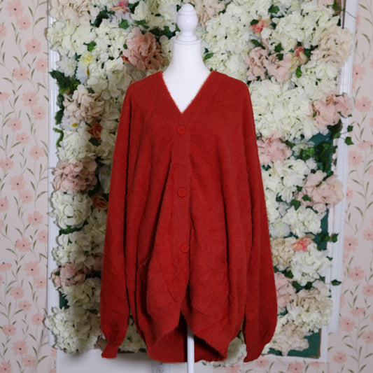 (Pre-Order) Fuzzy Crimson Cardigan