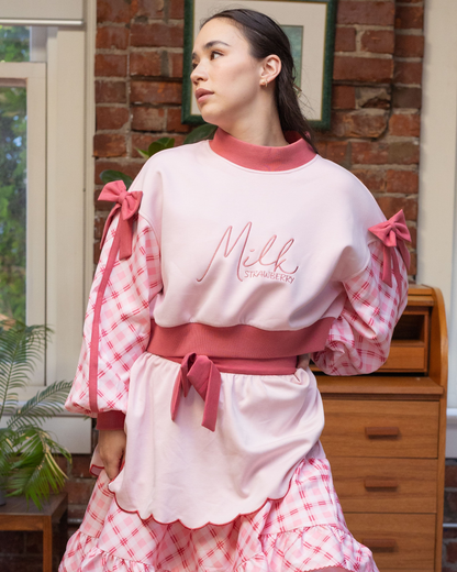 (LIMITED Pre-Order) Cropped Strawberry Milk Sweater