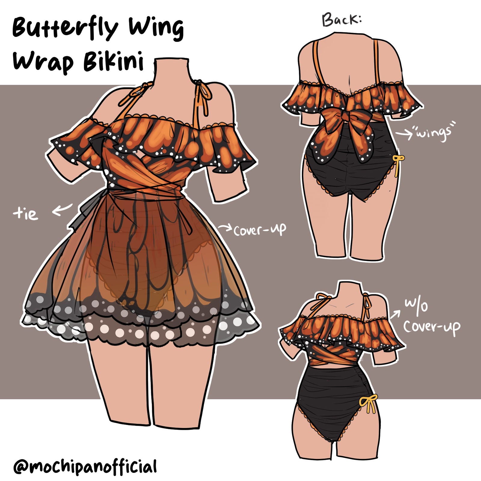 (Interest Check) Butterfly Wing Wrap Bikini + Coverup - Mochipan