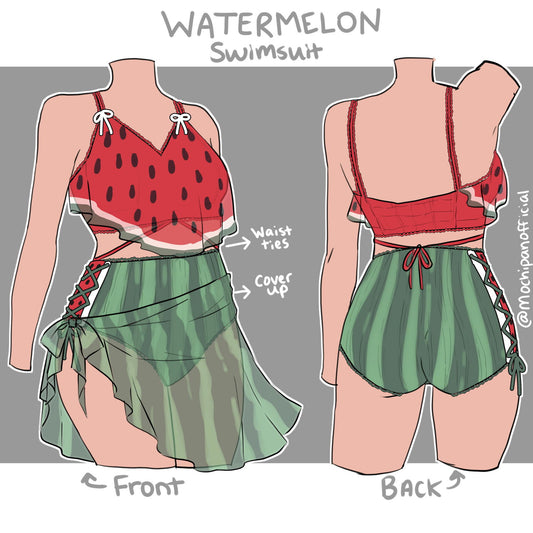 (Interest Check) Watermelon Bikini + Shawl - Mochipan