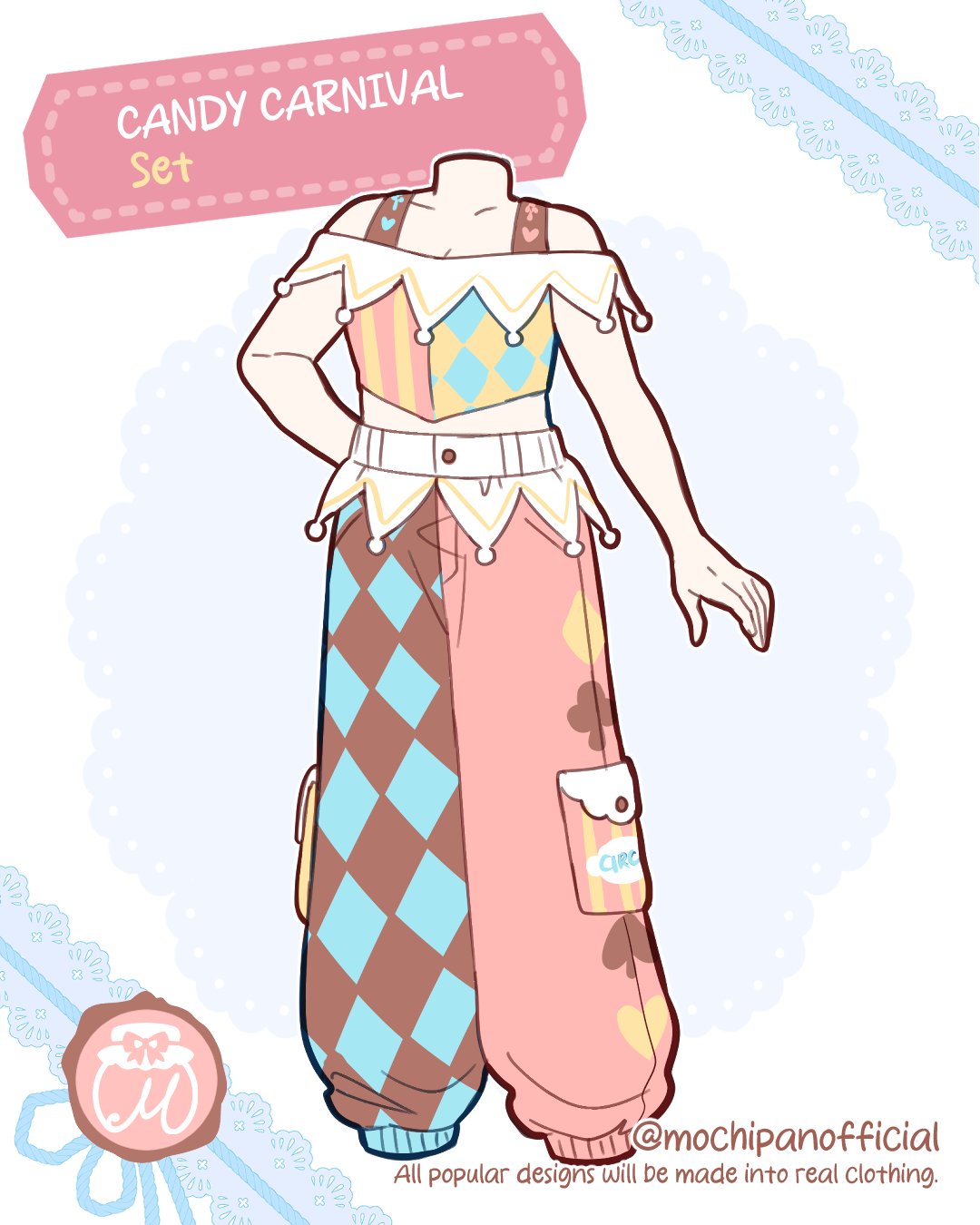 (Interest Check) Clownish Carnival Crop Top & Pants