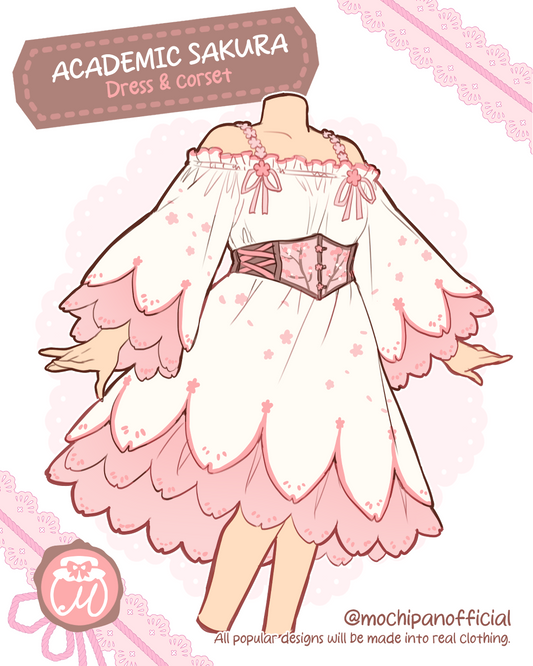 (Interest Check) Academic Sakura Dress w/ Corset & Cardigan