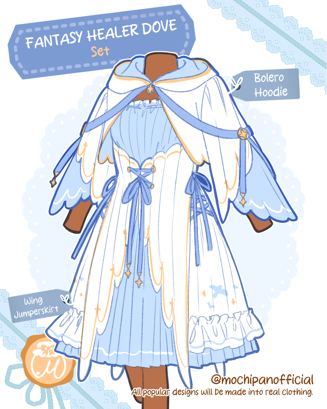 (Interest Check) Fantasy Healer Dove Dress & Bolero Hoodie