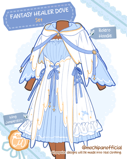 (Interest Check) Fantasy Healer Dove Dress & Bolero Hoodie