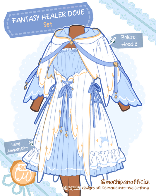 (Interest Check) Fantasy Healer Dove Dress & Bolero Hoodie