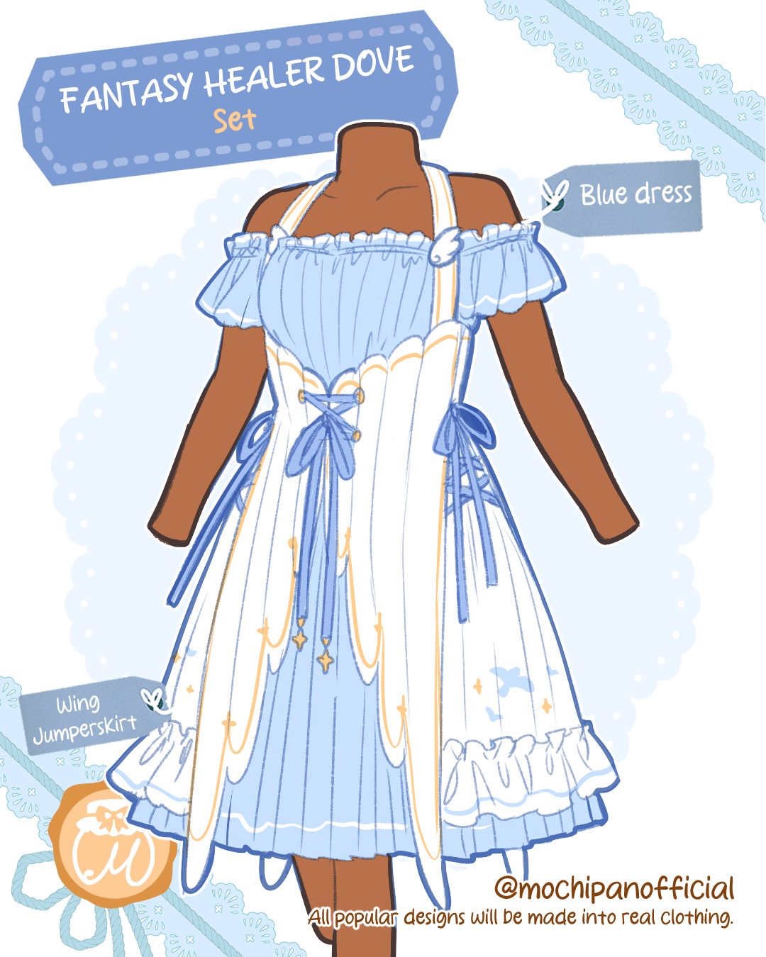 (Interest Check) Fantasy Healer Dove Dress & Bolero Hoodie