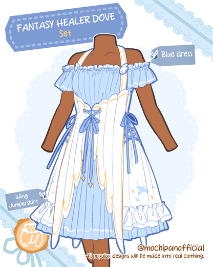 (Interest Check) Fantasy Healer Dove Dress & Bolero Hoodie