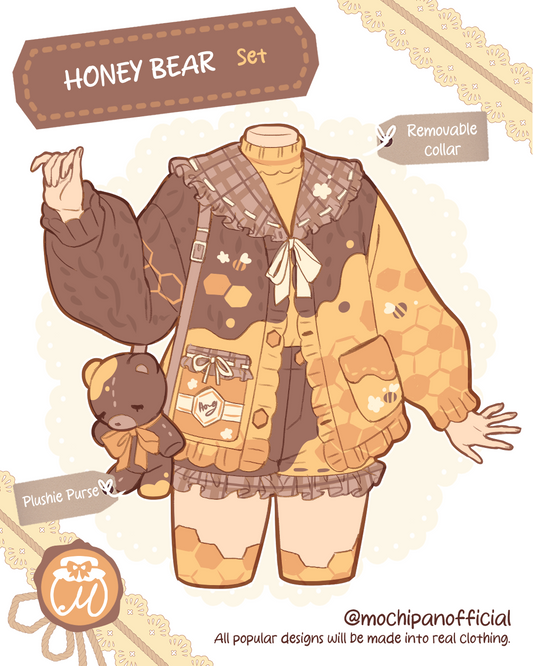 (Interest Check) Honey Bear Cardigan & Plushie Purse