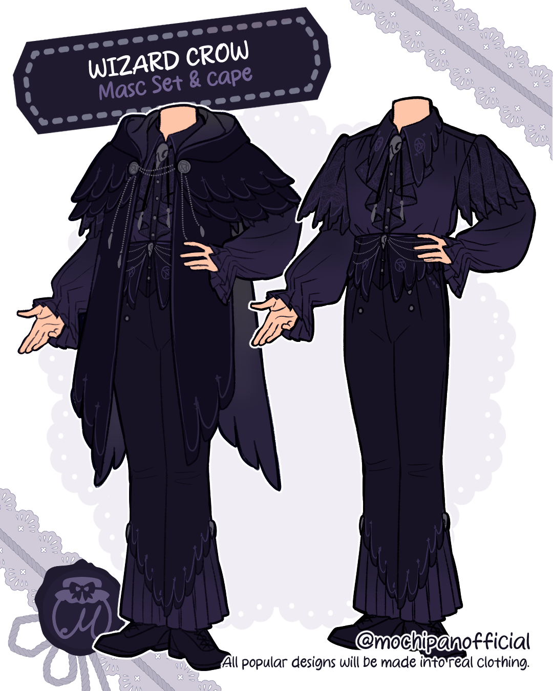 (Interest Check) Wizard Crow Masc Set & Cape