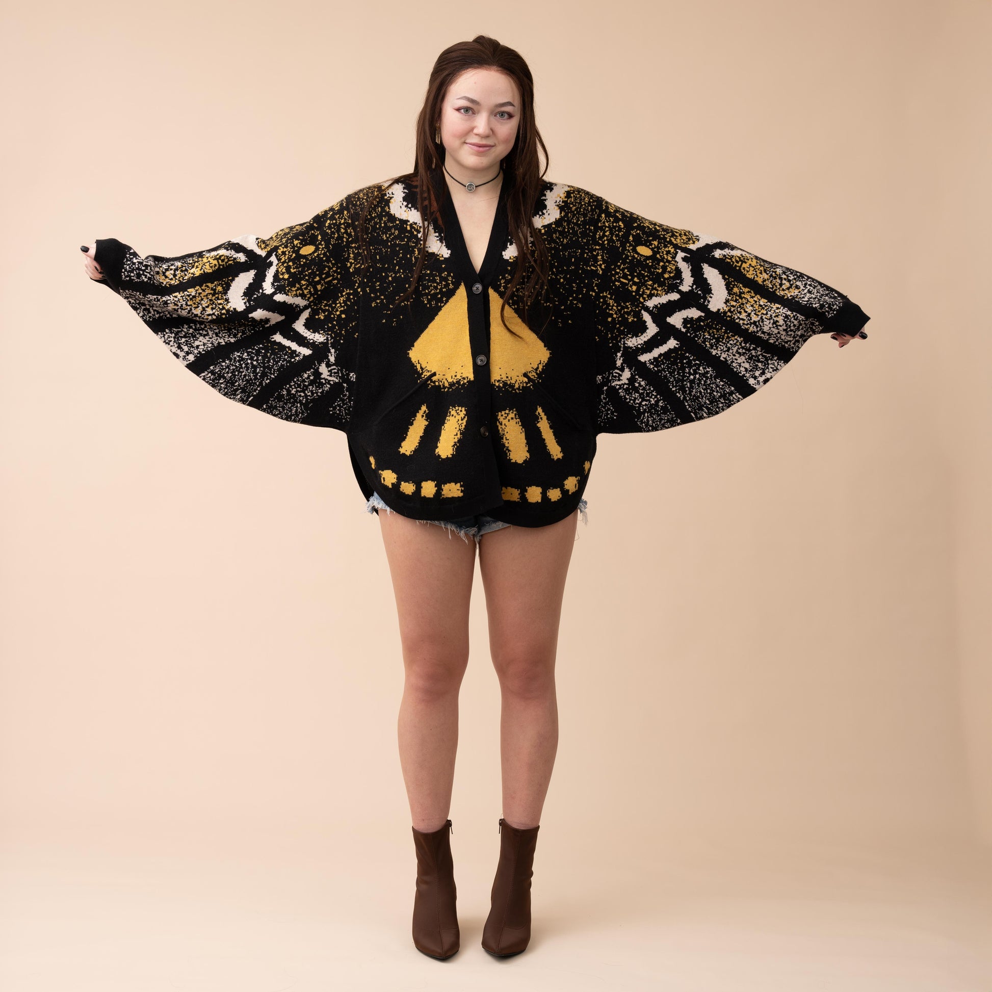 Death's Head Moth Cardigan - Gothic Bold - Mochipan