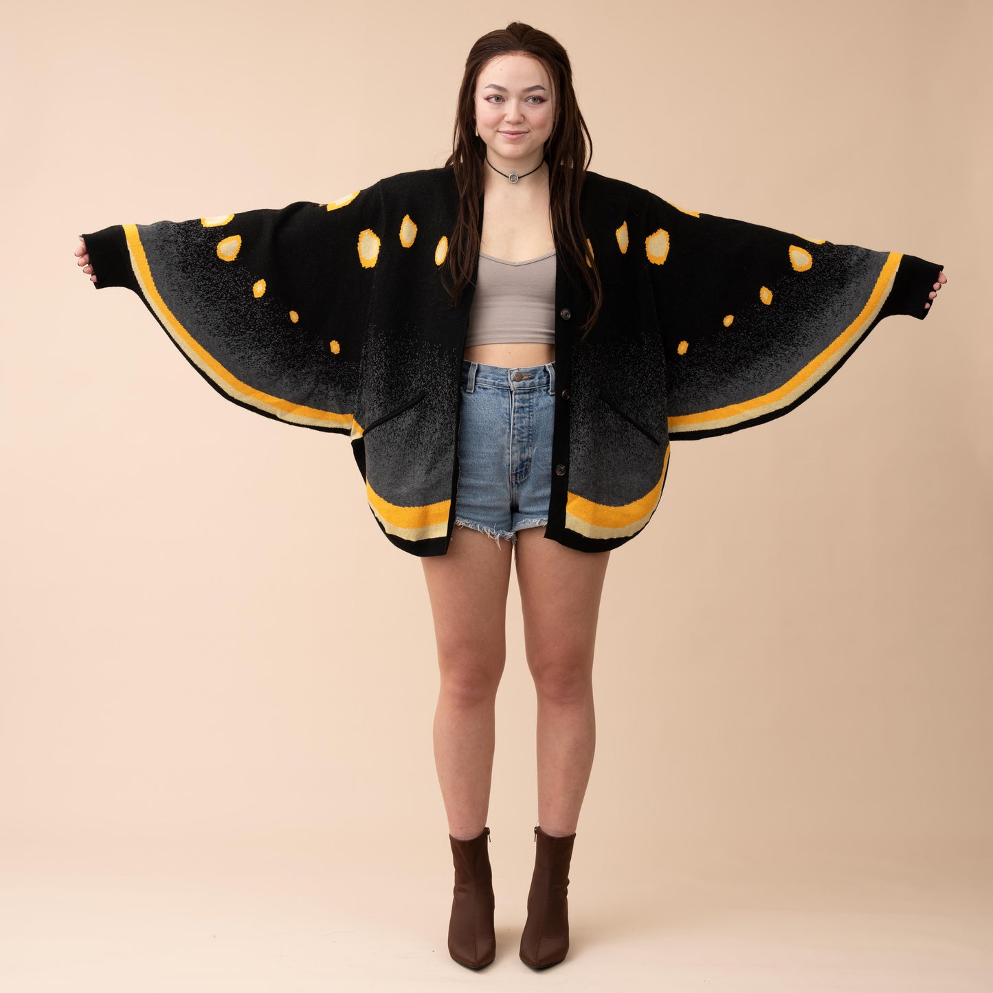 Smoky Emperor Moth Cardigan (Back Order)