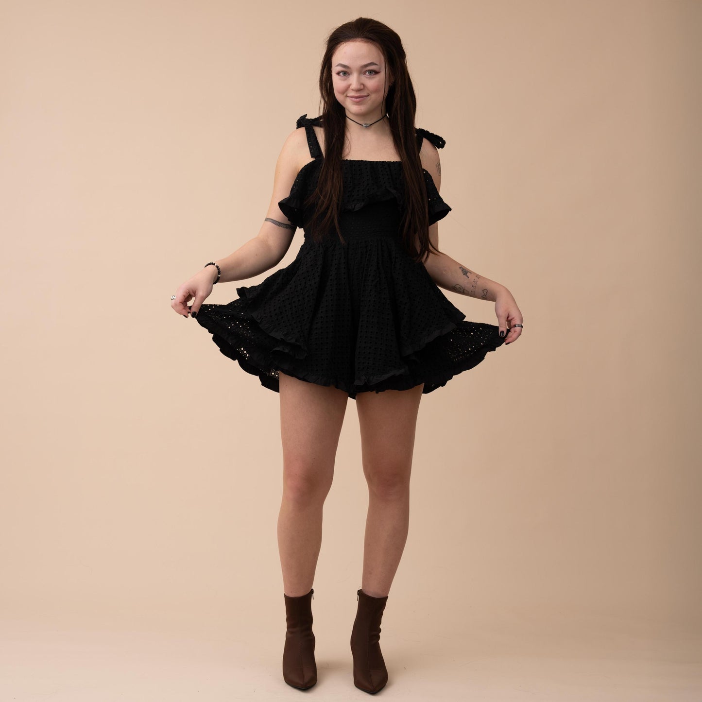 Obsidian Petals 100% Cotton Romper