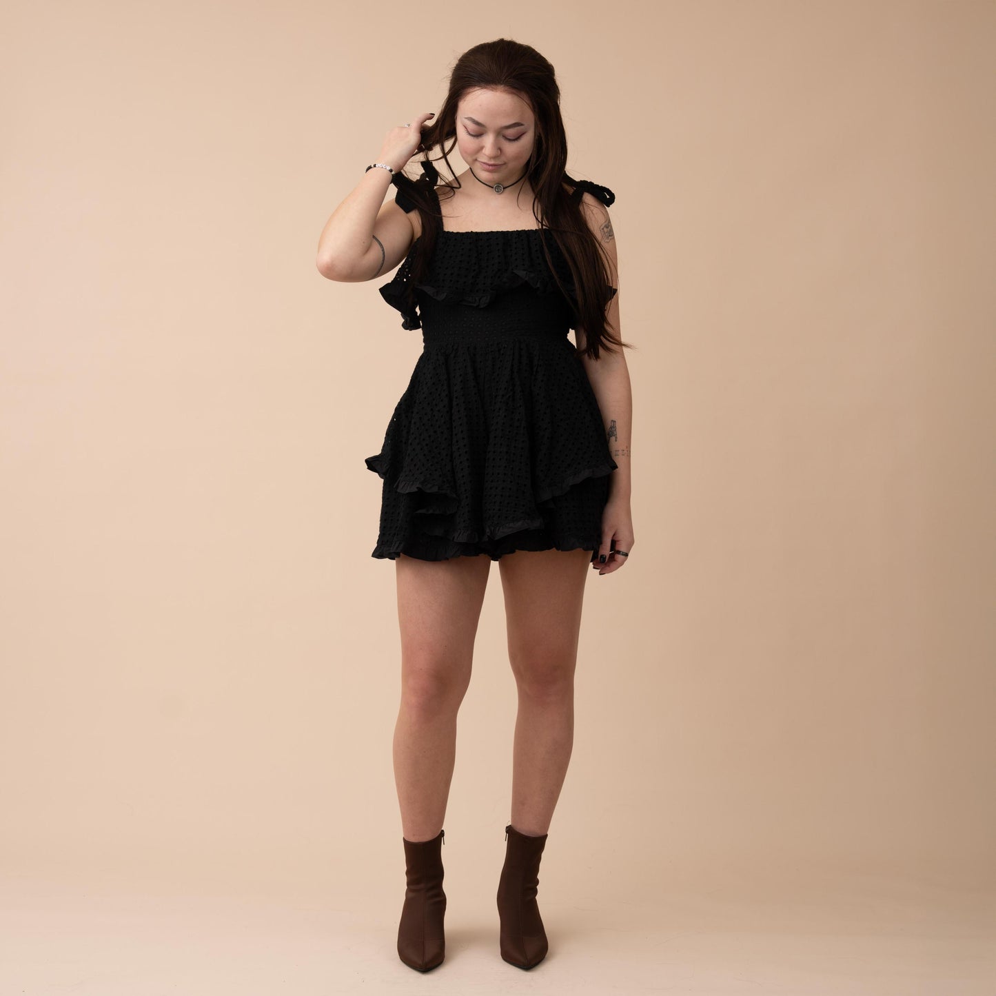 Obsidian Petals 100% Cotton Romper