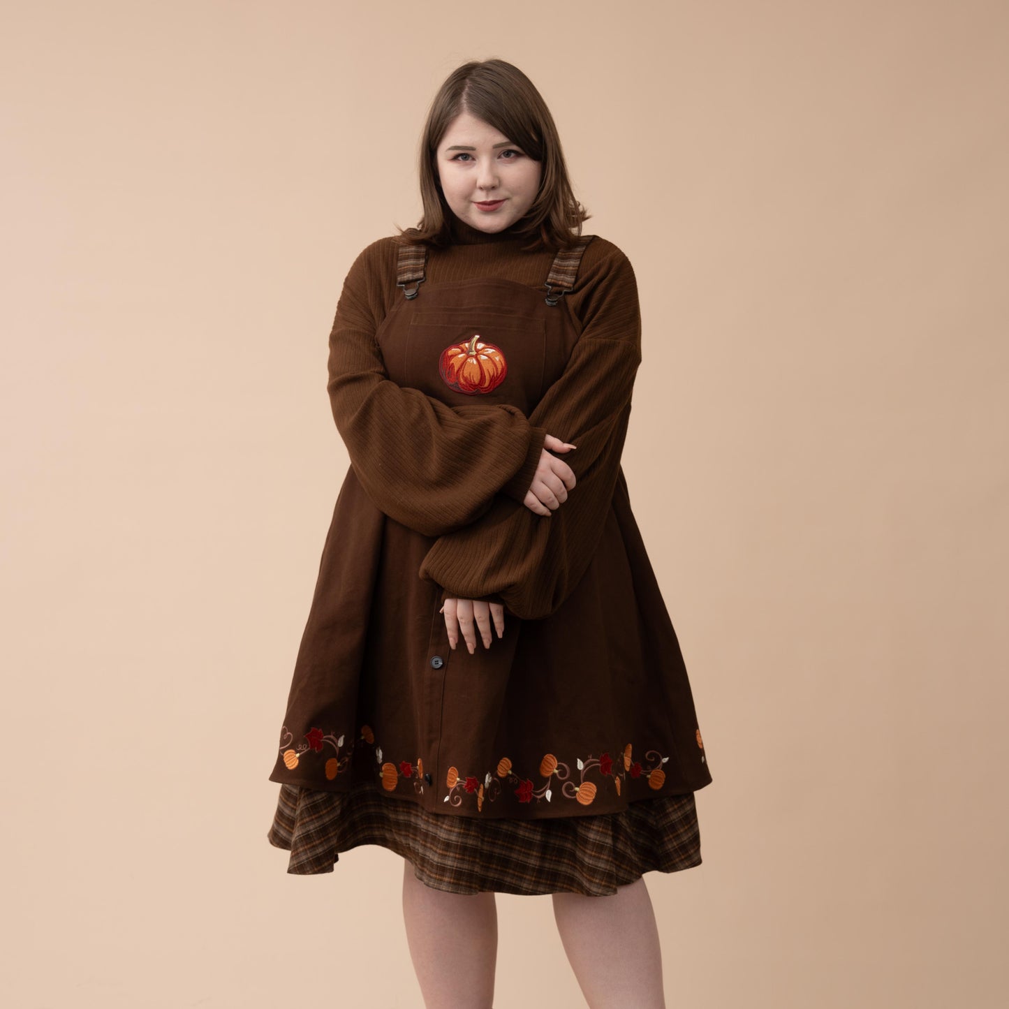 (Pre-Order) Fall Pumpkin Overalls Dress (In Production)