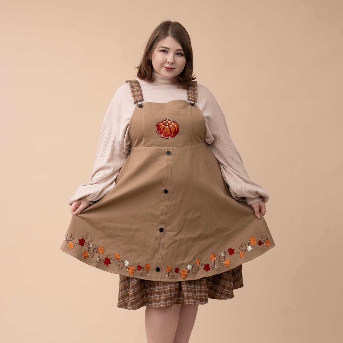 (Pre-Order) Fall Pumpkin Overalls Dress (In Production)