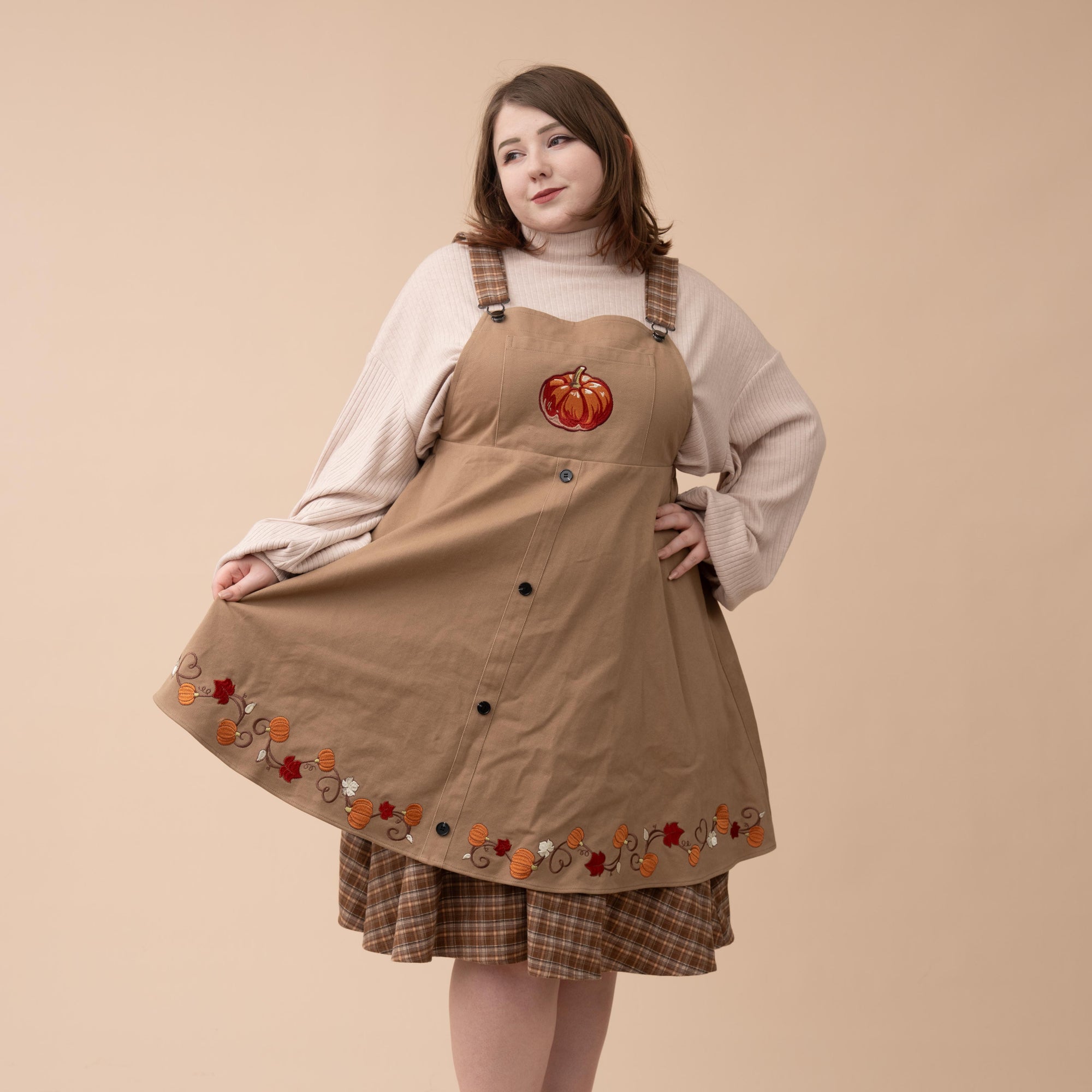 (Pre-Order) Fall Pumpkin Overalls Dress (In Production)