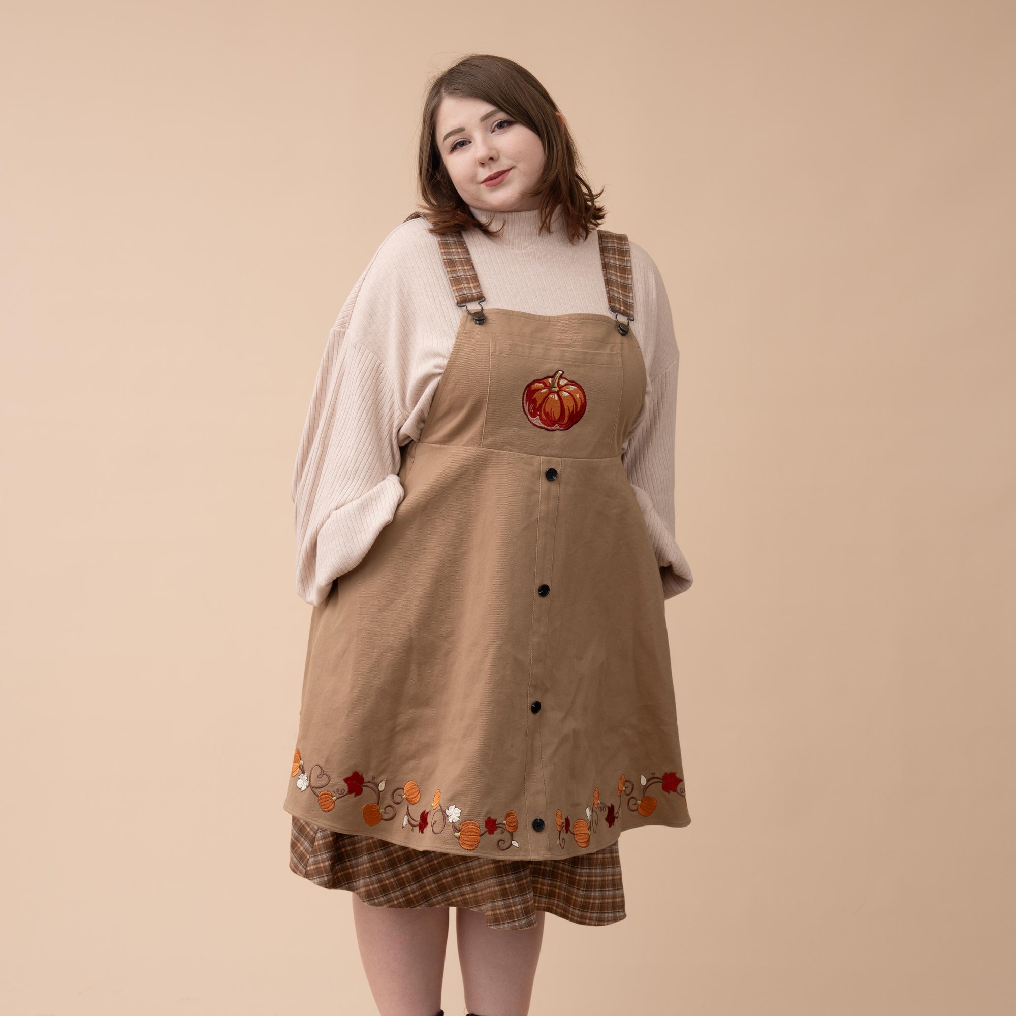 (Pre-Order) Fall Pumpkin Overalls Dress (In Production)