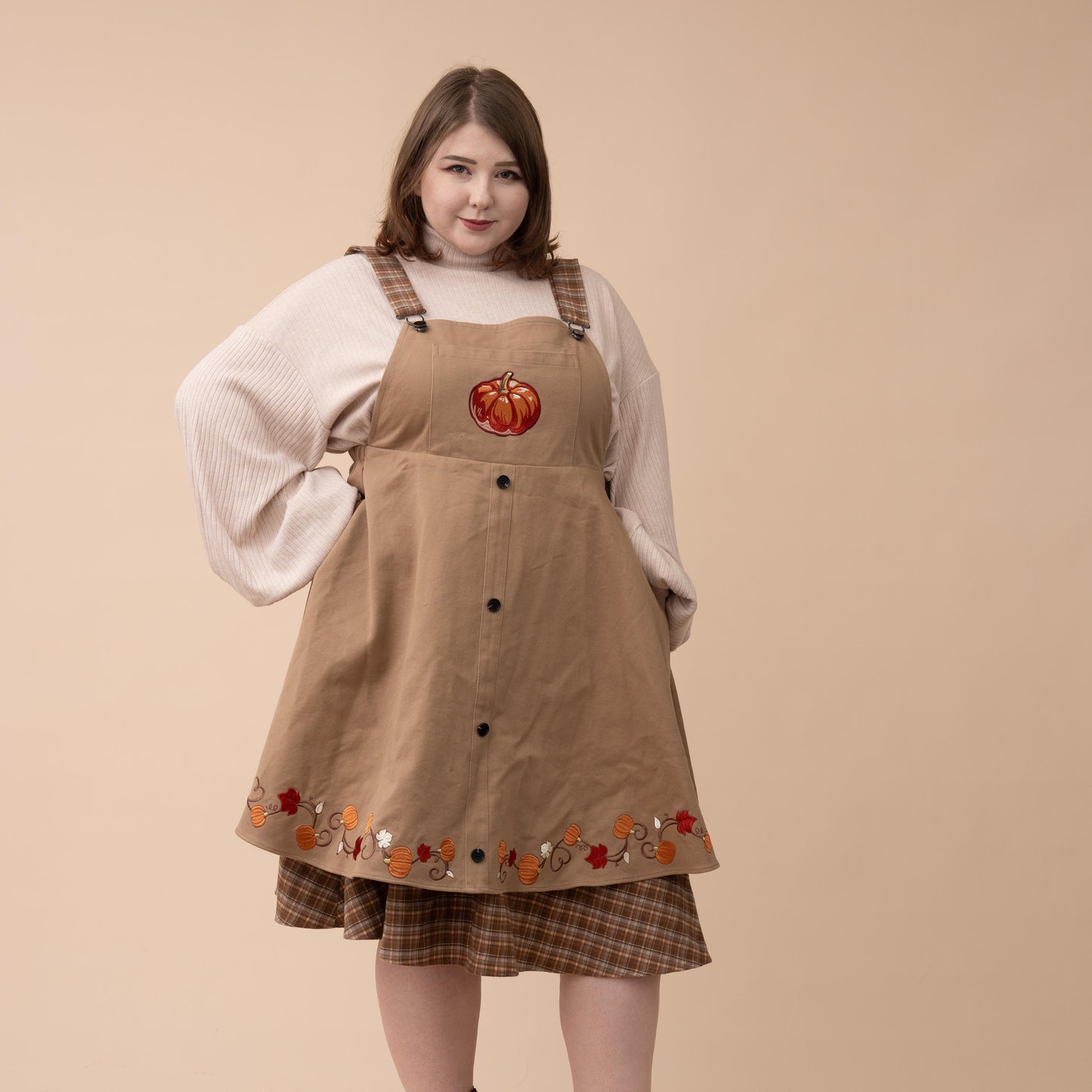 (Pre-Order) Fall Pumpkin Overalls Dress (In Production)