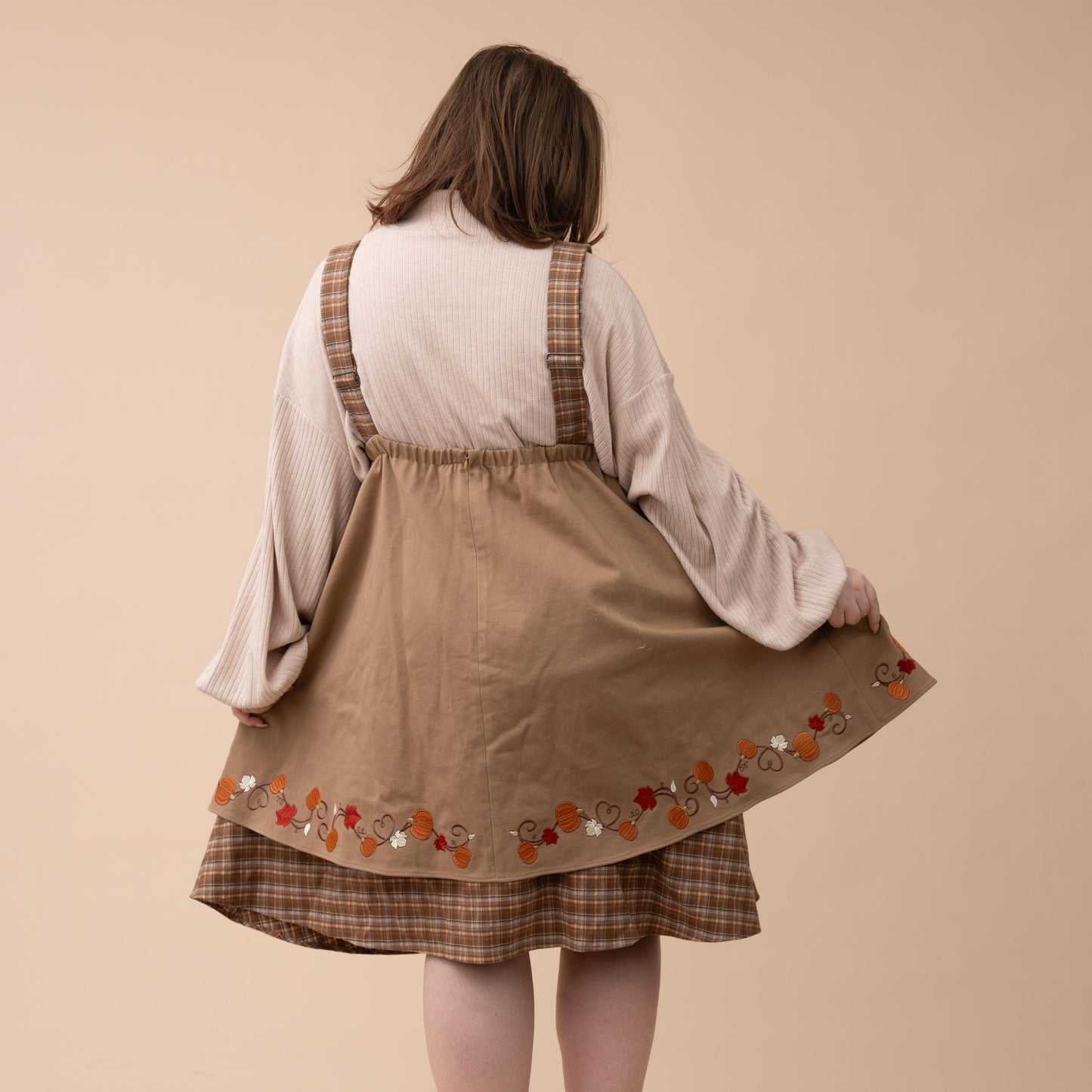 (Pre-Order) Fall Pumpkin Overalls Dress (In Production)