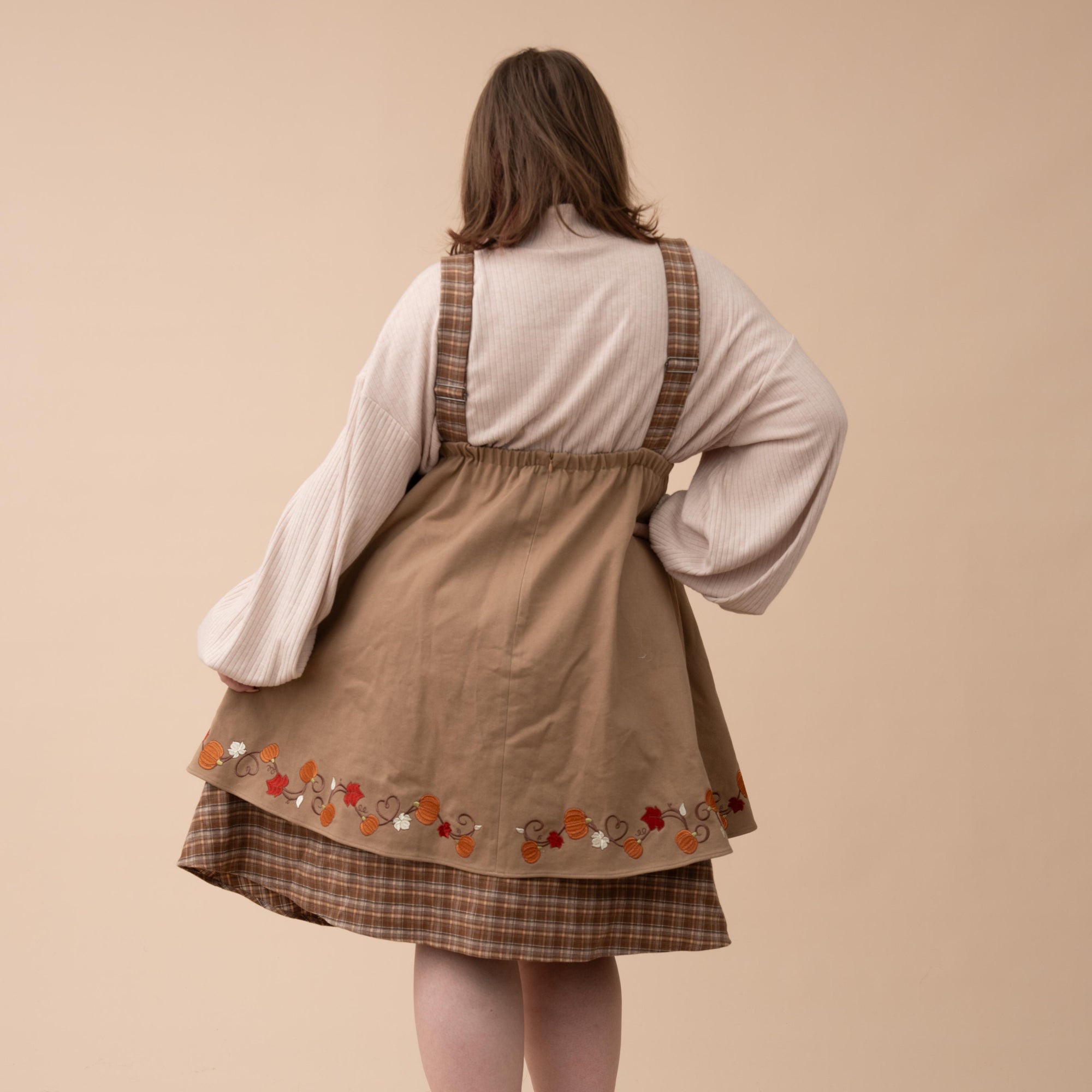 (Pre-Order) Fall Pumpkin Overalls Dress (In Production)