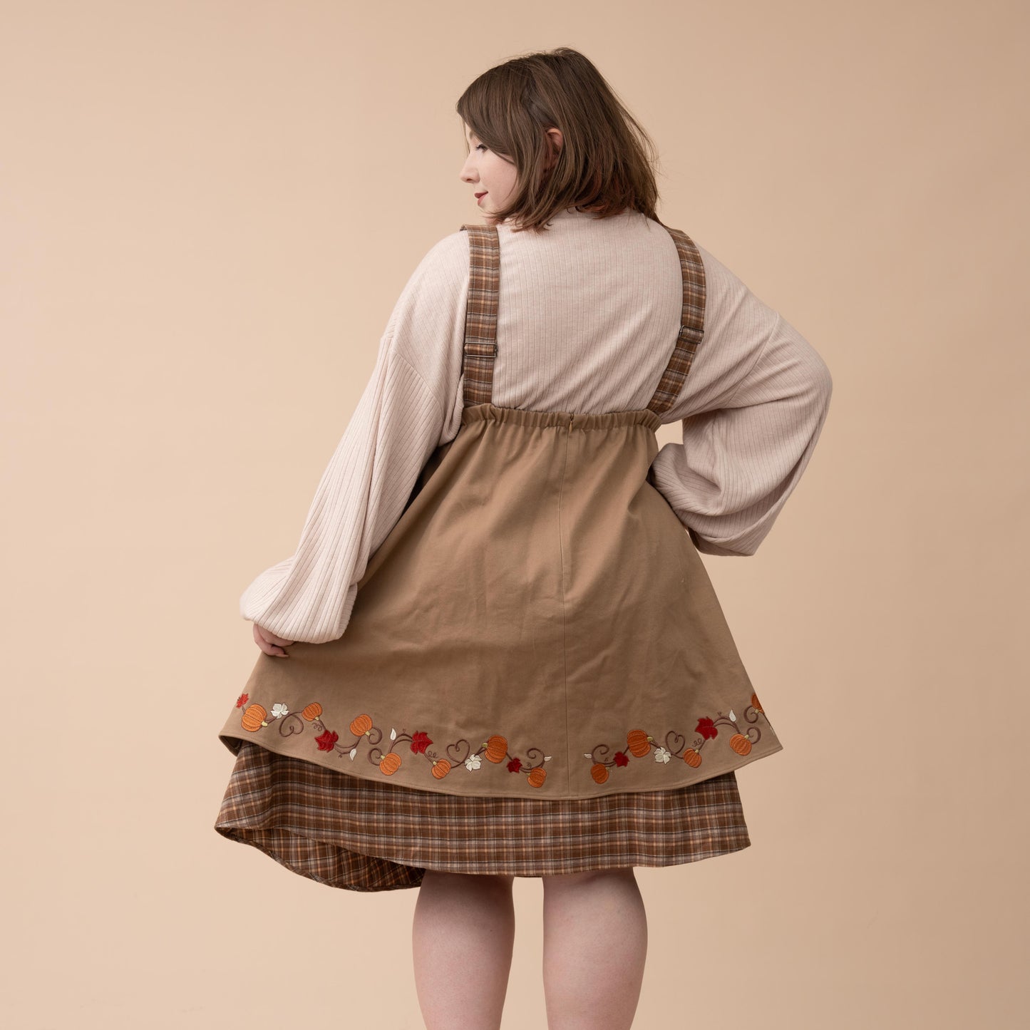 (Pre-Order) Fall Pumpkin Overalls Dress (In Production)