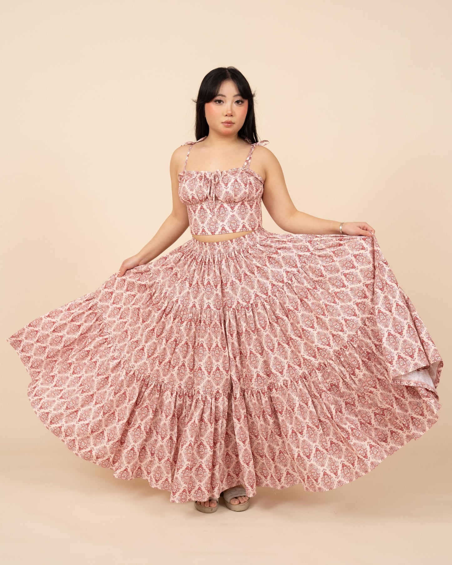 (Pre-Order) Pink Damask Mushroom Skirt (ESD April 5th-11th)
