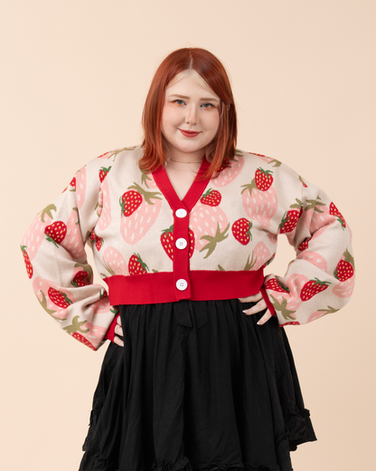 Cropped Strawberry Cardigan
