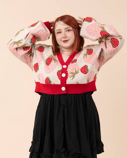 Cropped Strawberry Cardigan