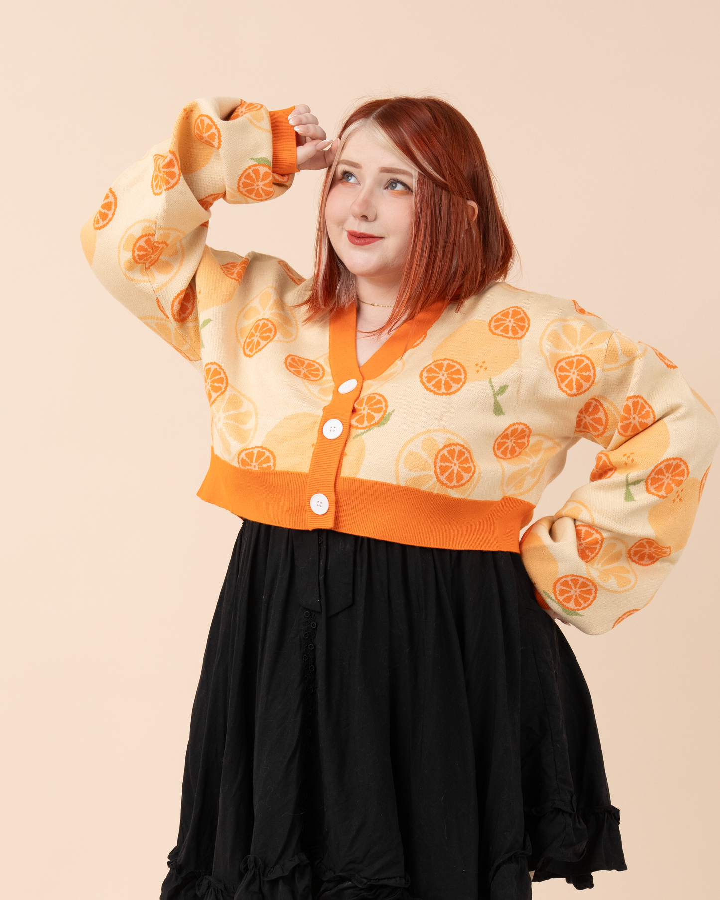 Cropped Orange Cardigan
