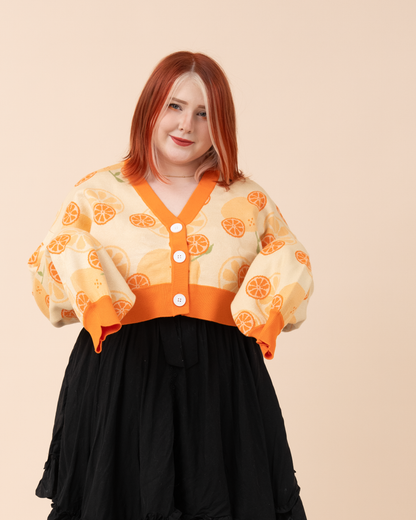 Cropped Orange Cardigan