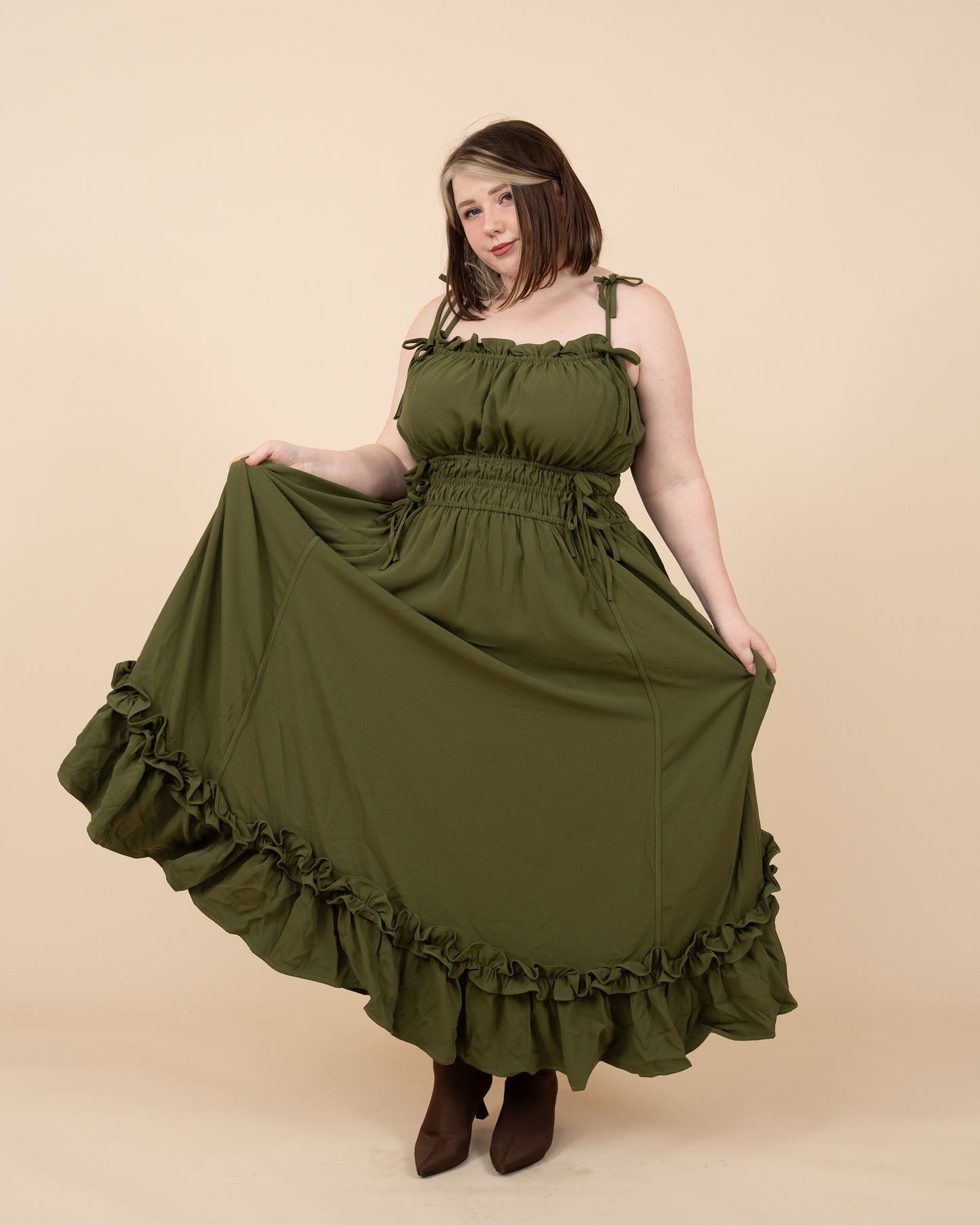 Fleur Dress in Olive Grove