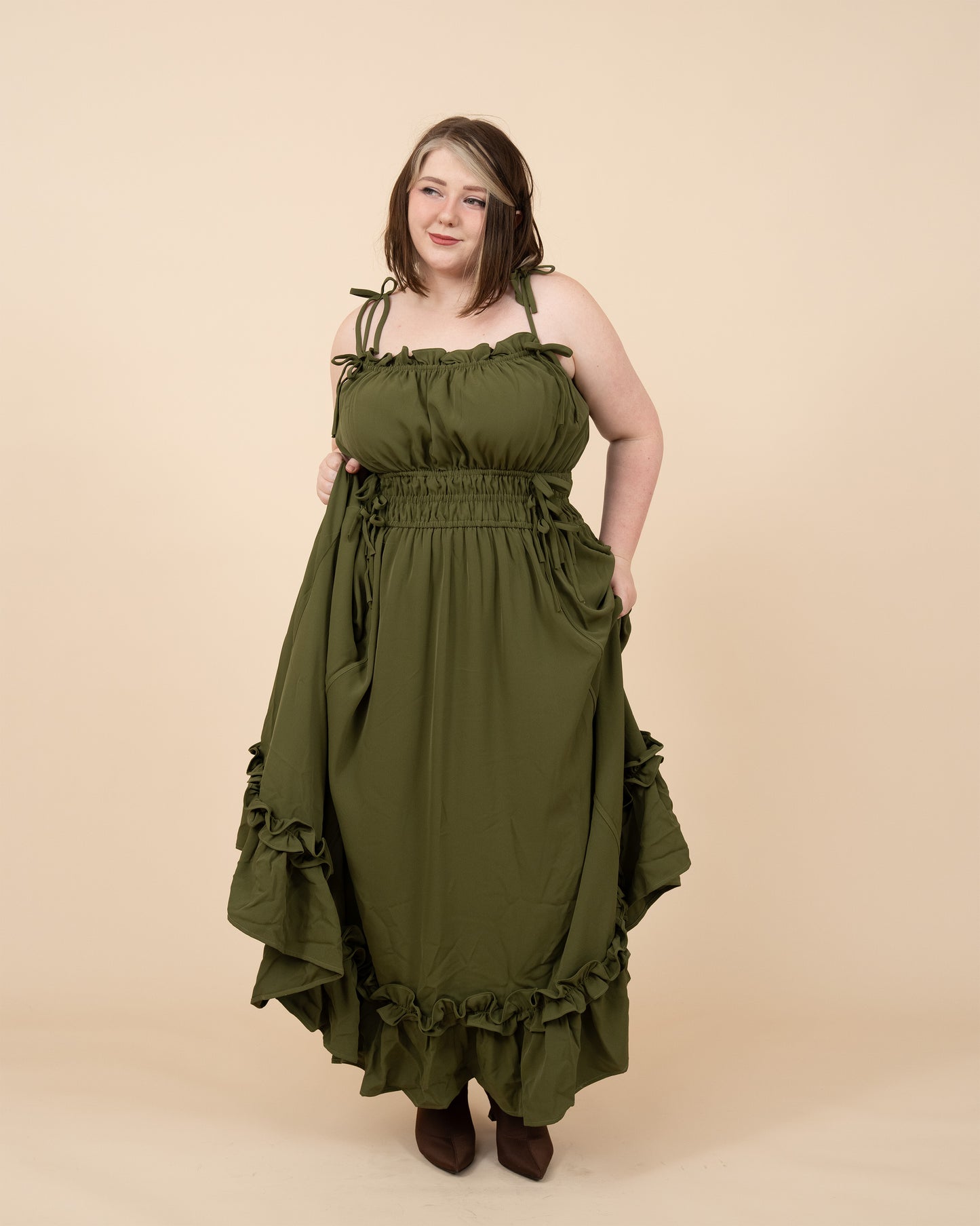 Fleur Dress in Olive Grove