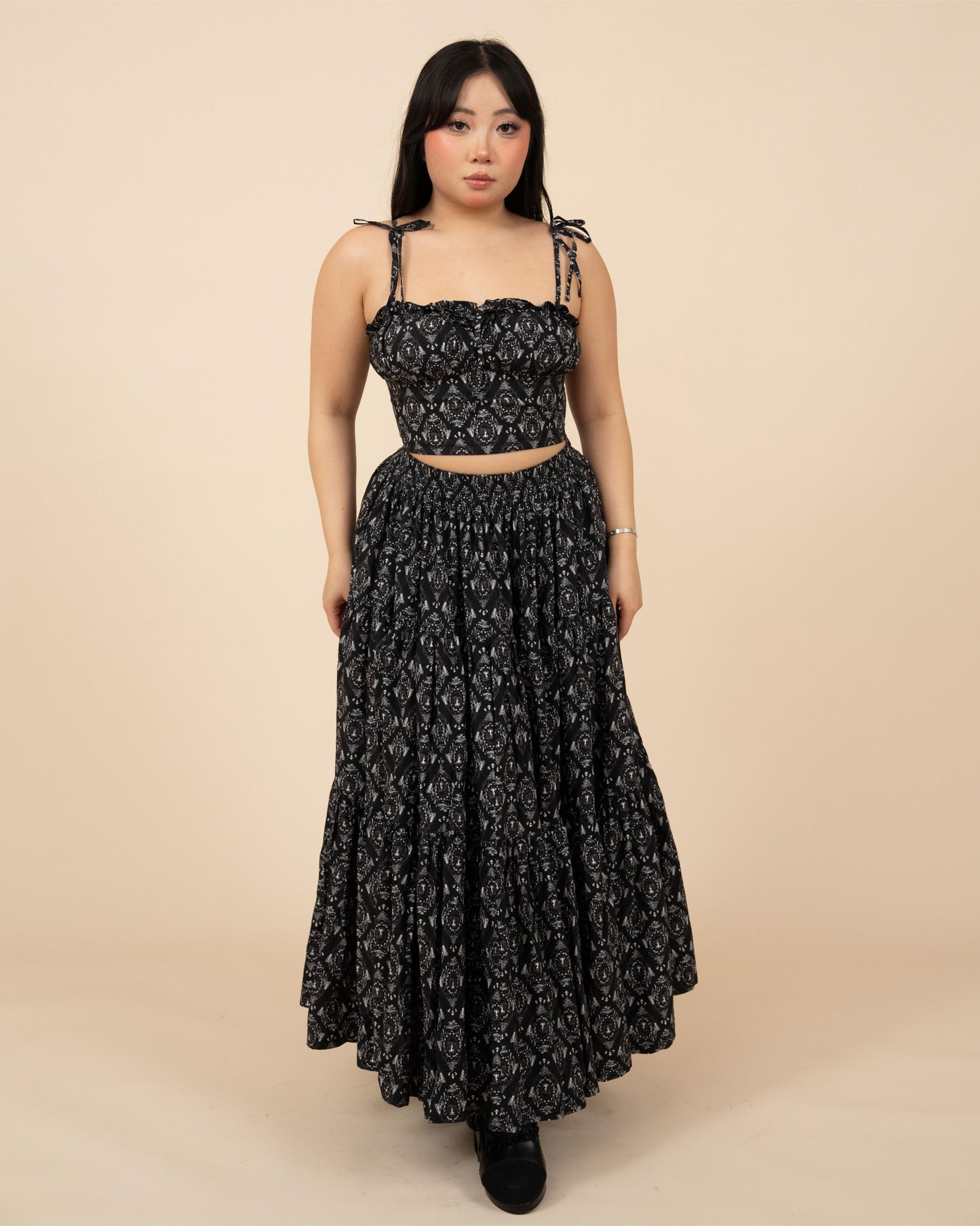 (Pre-Order) Black Damask Mushroom Top