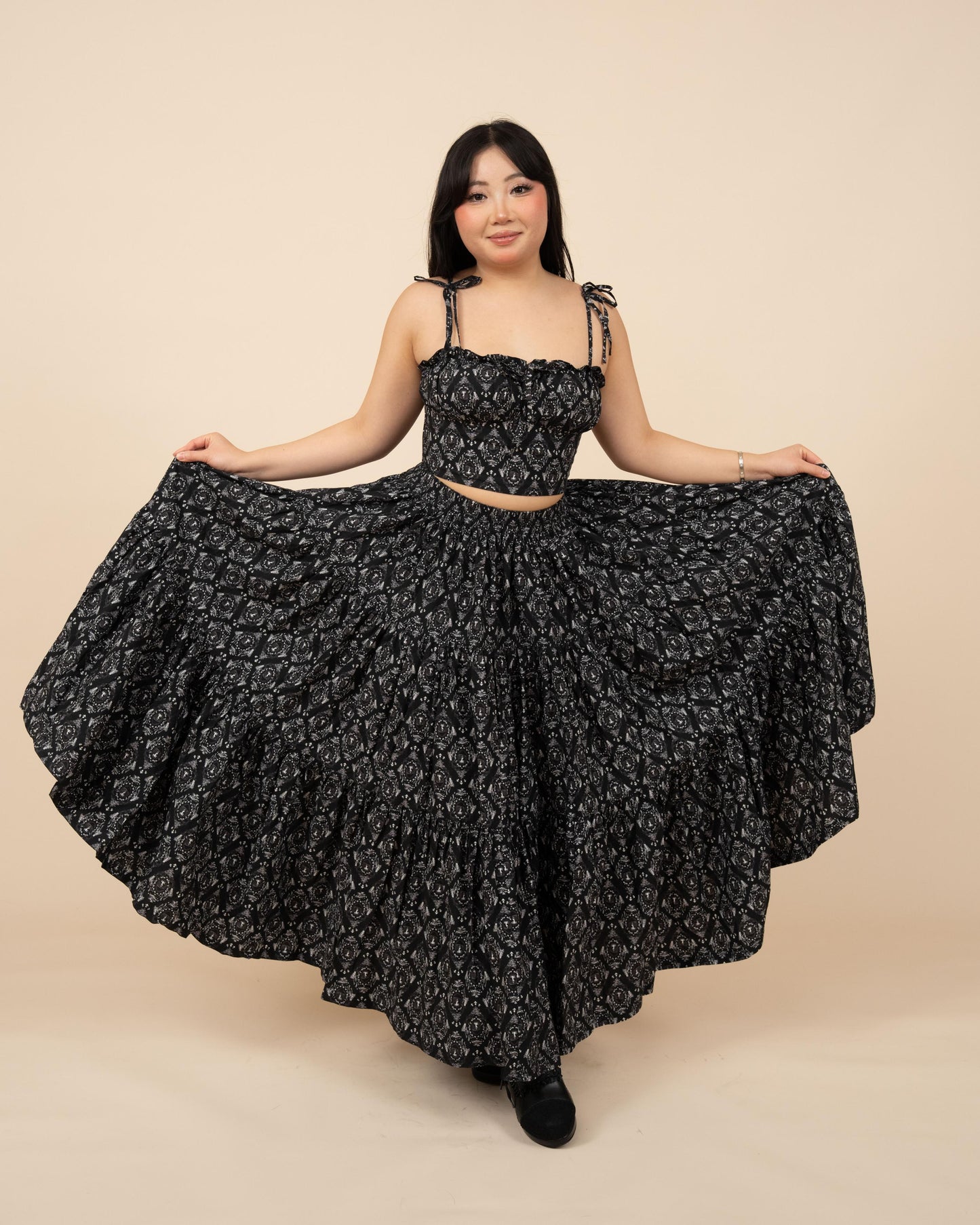 (Pre-Order) Black Damask Mushroom Top