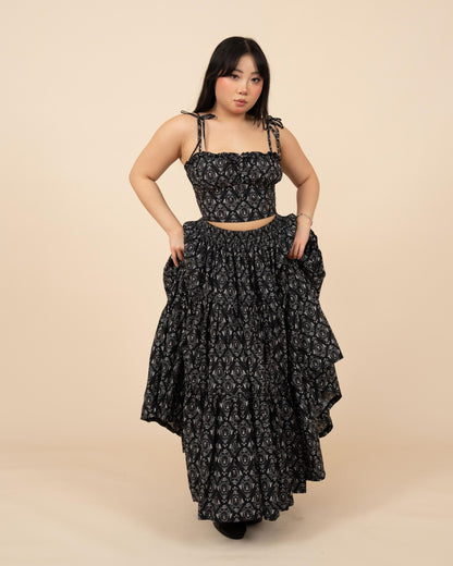 (Pre-Order) Black Damask Mushroom Top