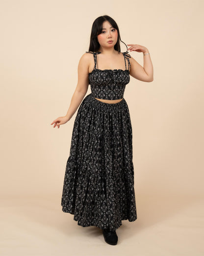 (Pre-Order) Black Damask Mushroom Top