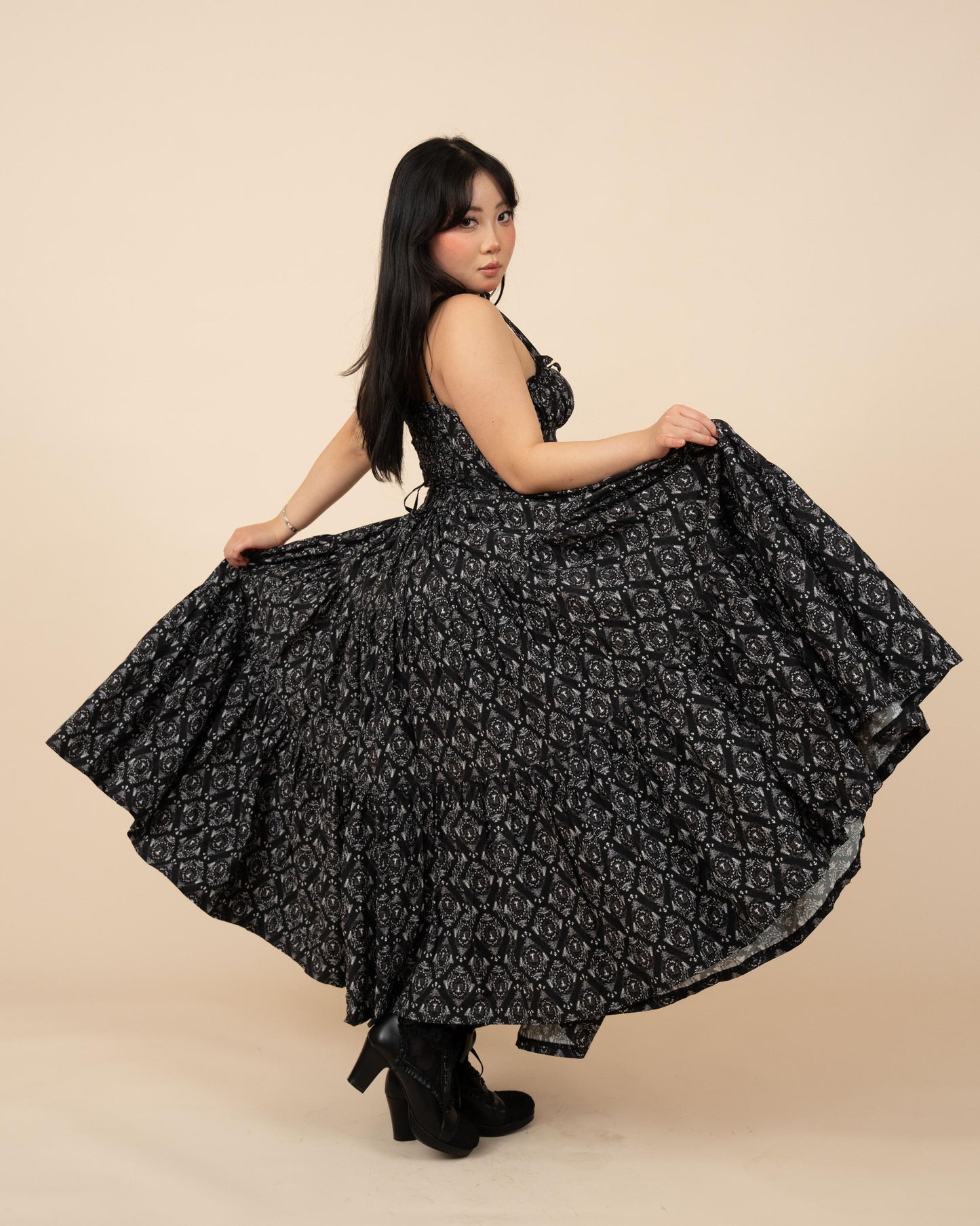 (Pre-Order) Black Damask Mushroom Top