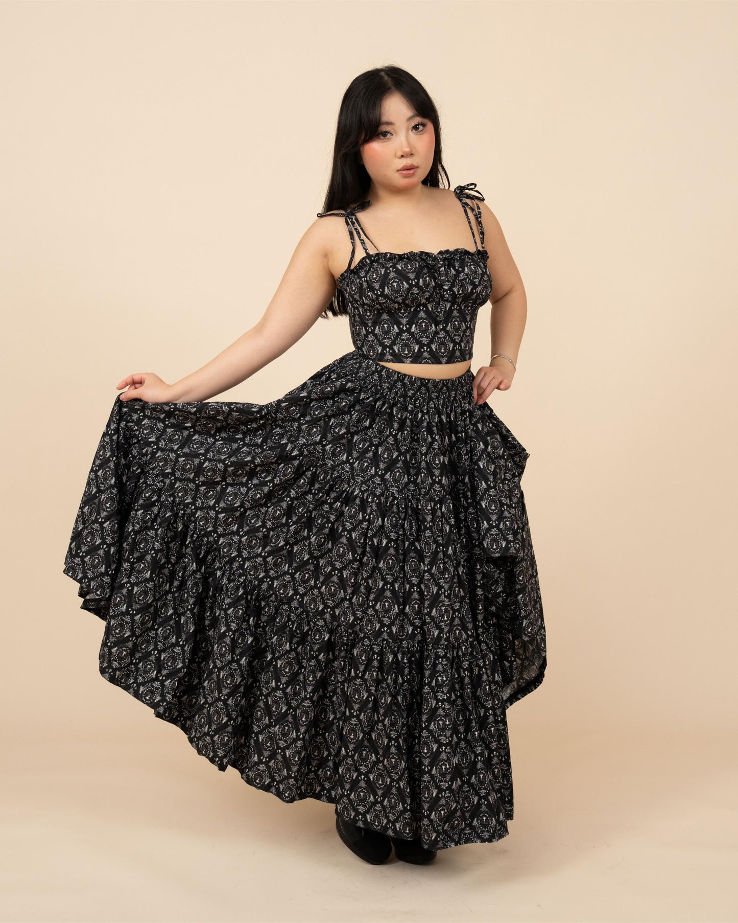 (Pre-Order) Black Damask Mushroom Top