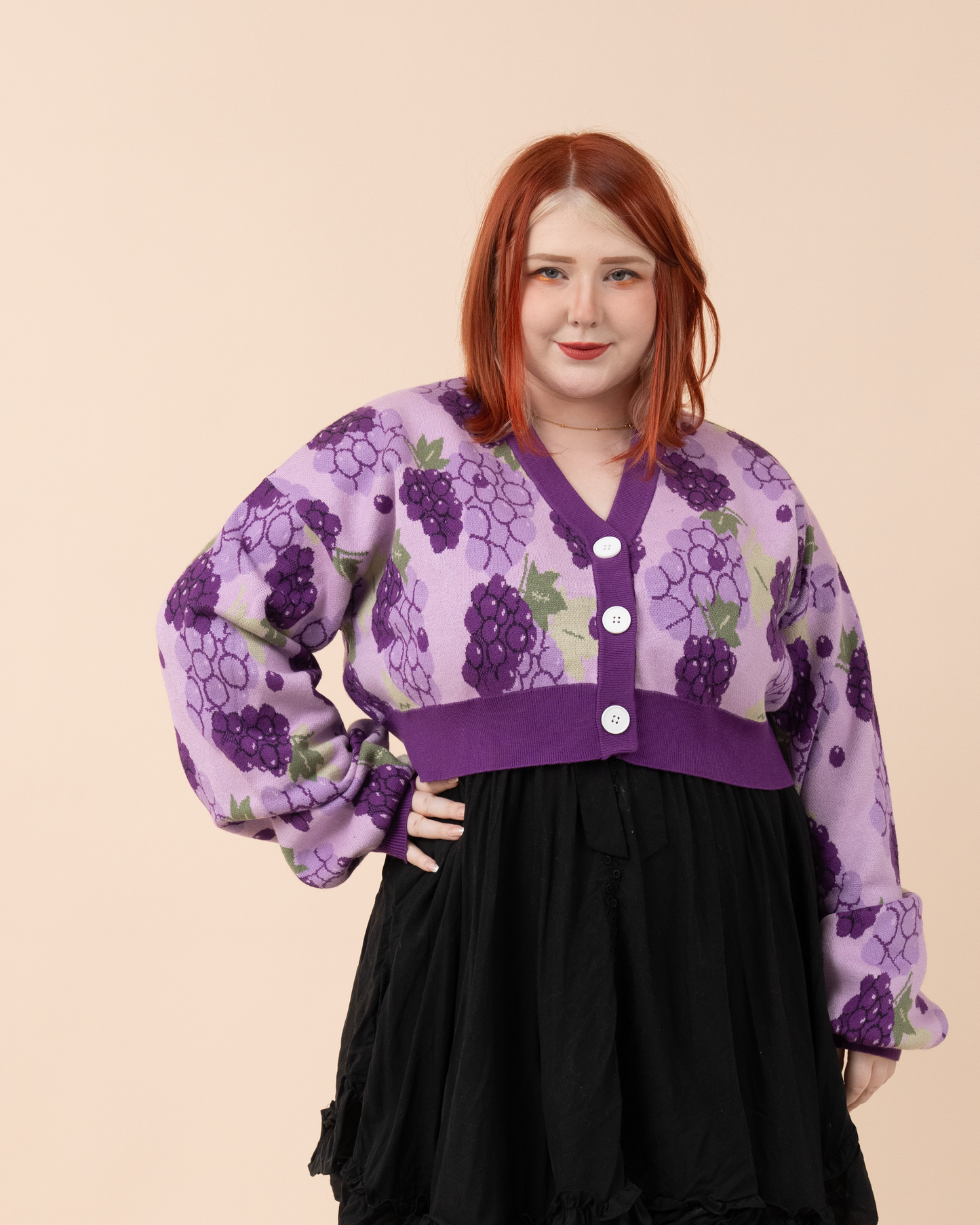 Cropped Grape Cardigan
