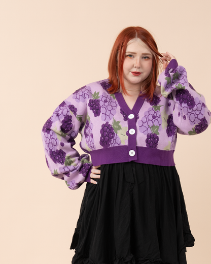 Cropped Grape Cardigan