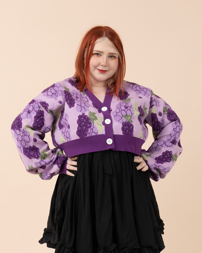 Cropped Grape Cardigan
