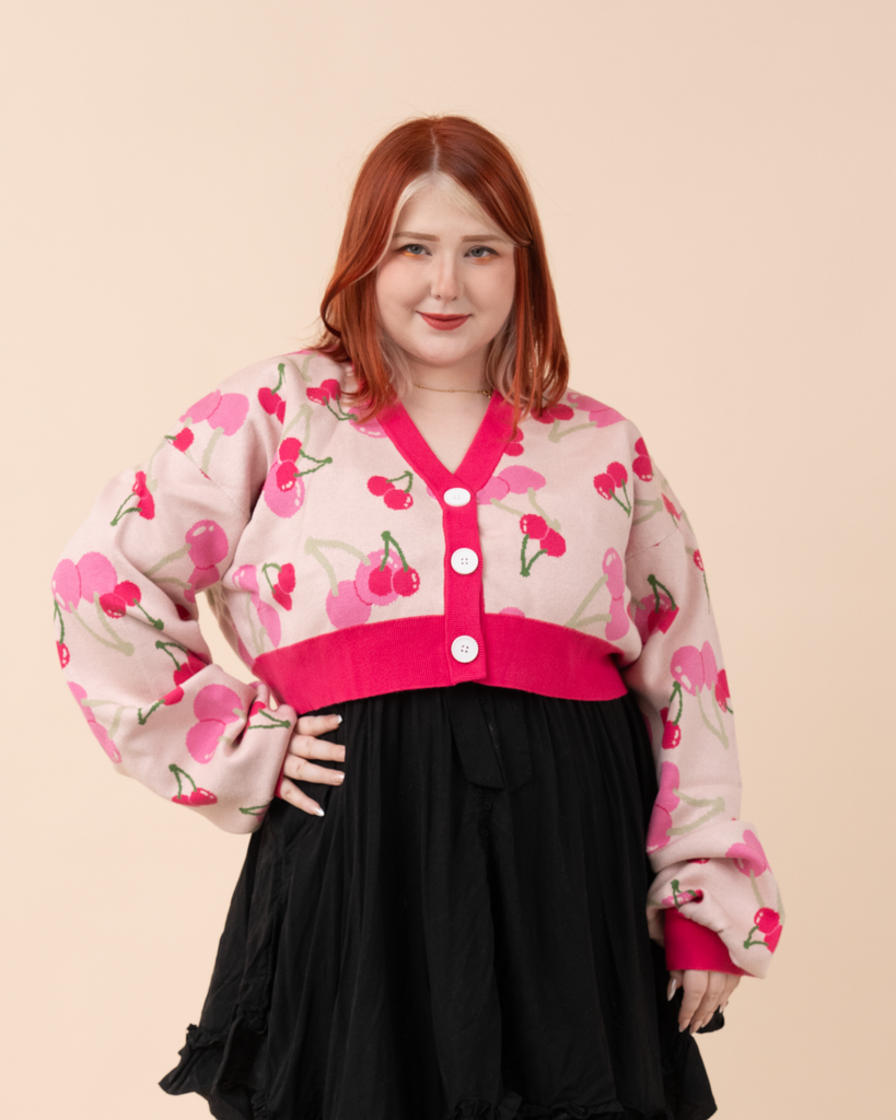 Cropped Cherry Cardigan - Mochipan Cropped Cherry Cardigan - Mochipan