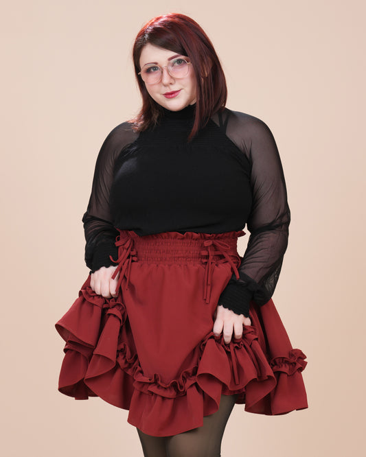 (Pre-Order) Fleur Skirt in Carmine Rose (Launching April 5th)