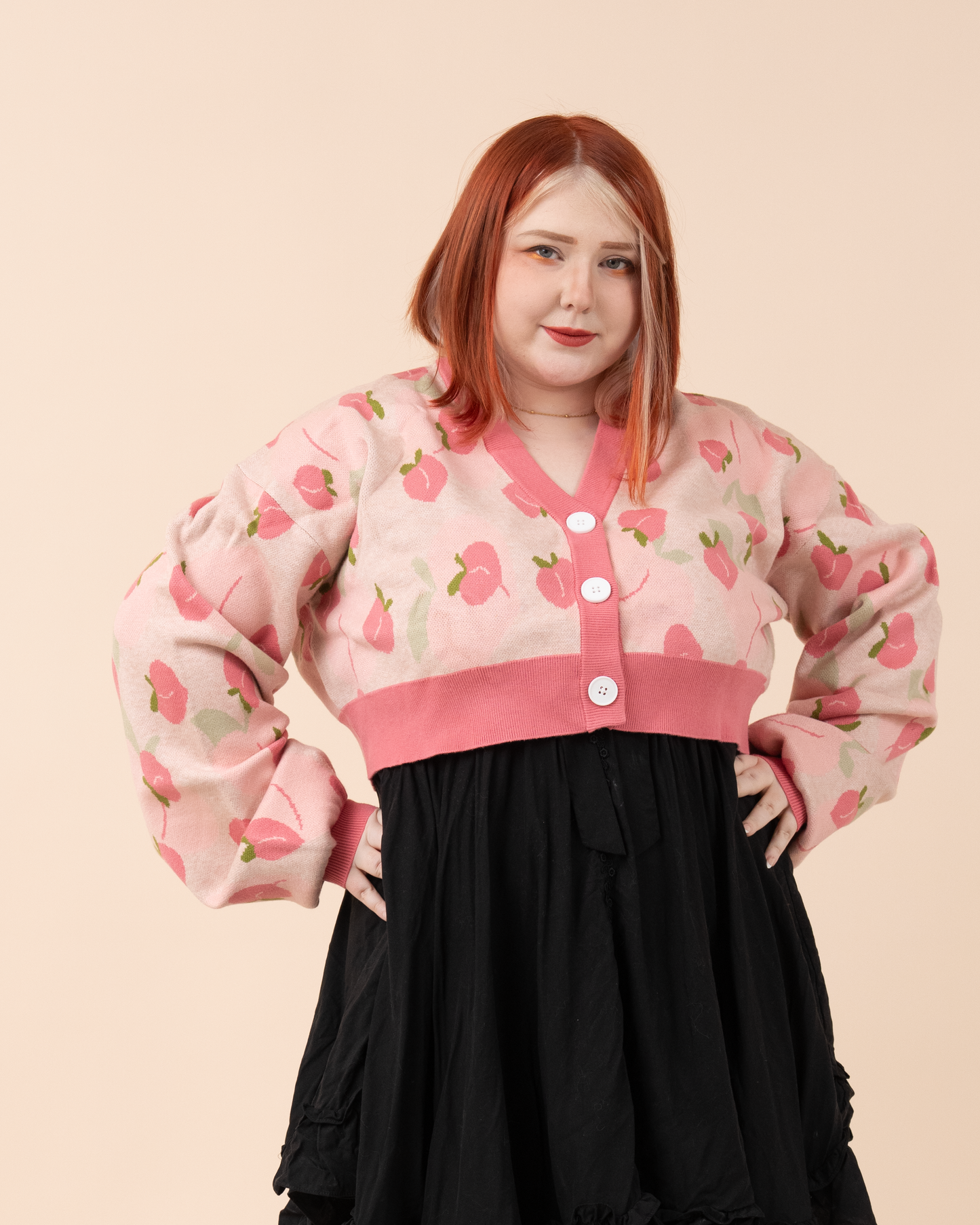 Cropped Peach Cardigan