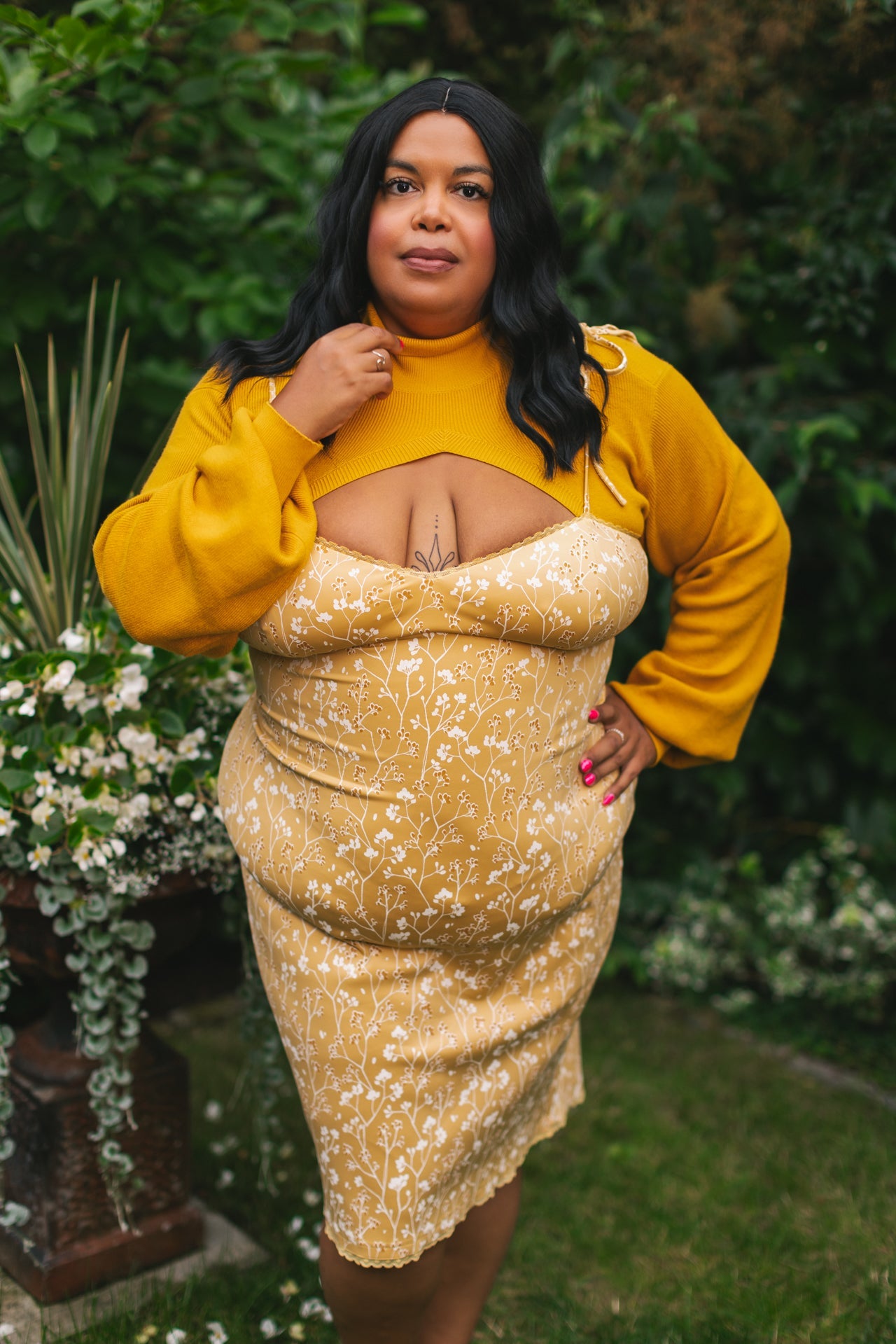 (Pre-Order) Cottage Bodycon Dress (Mustard) - Mochipan