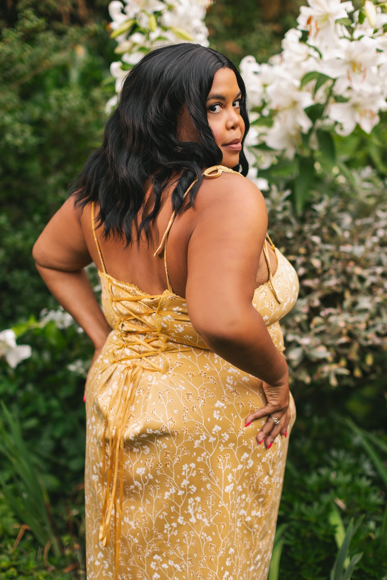 Cottage Bodycon Dress Mustard