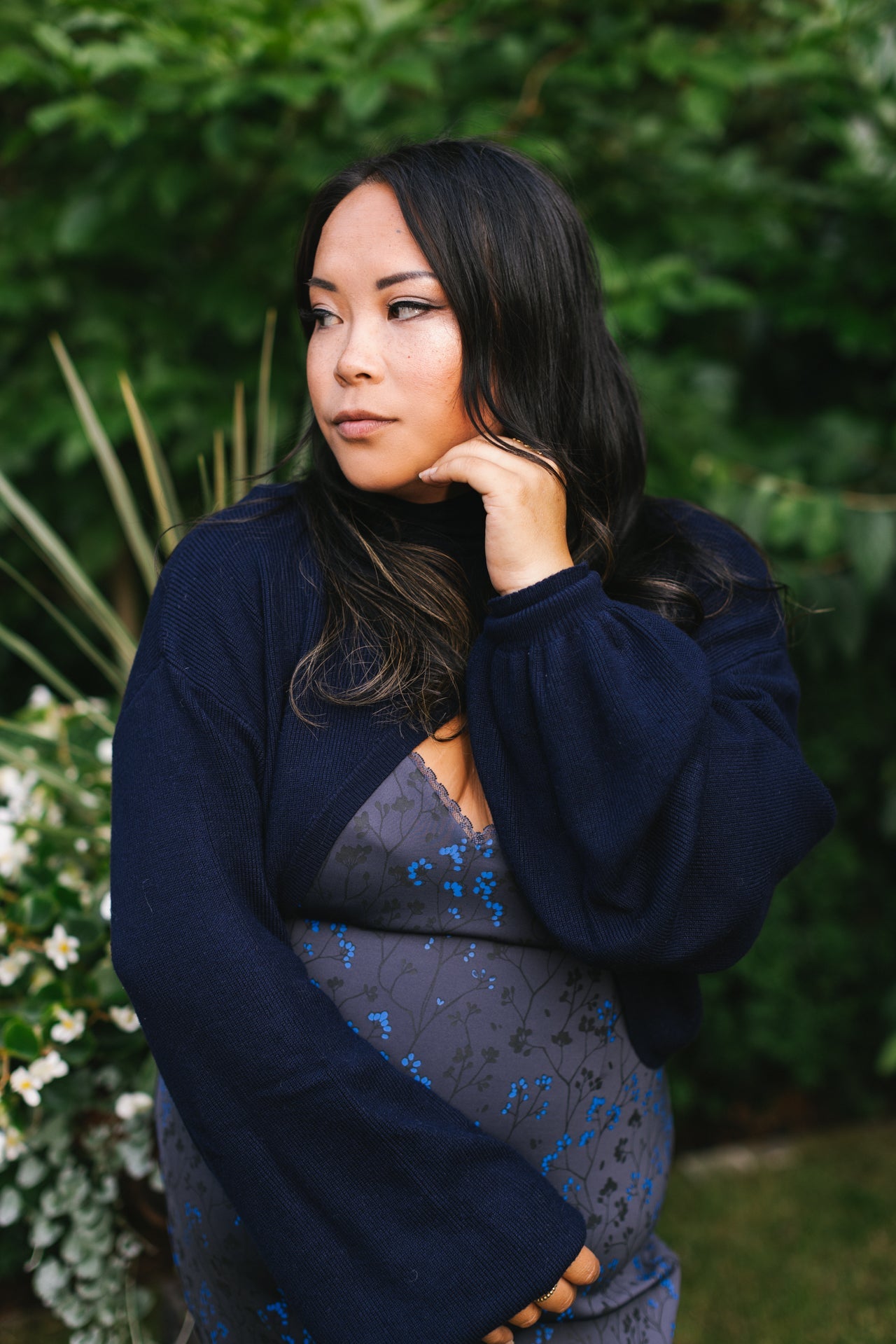 (Pre-Order) Cottage Bodycon Dress (Navy) - Mochipan